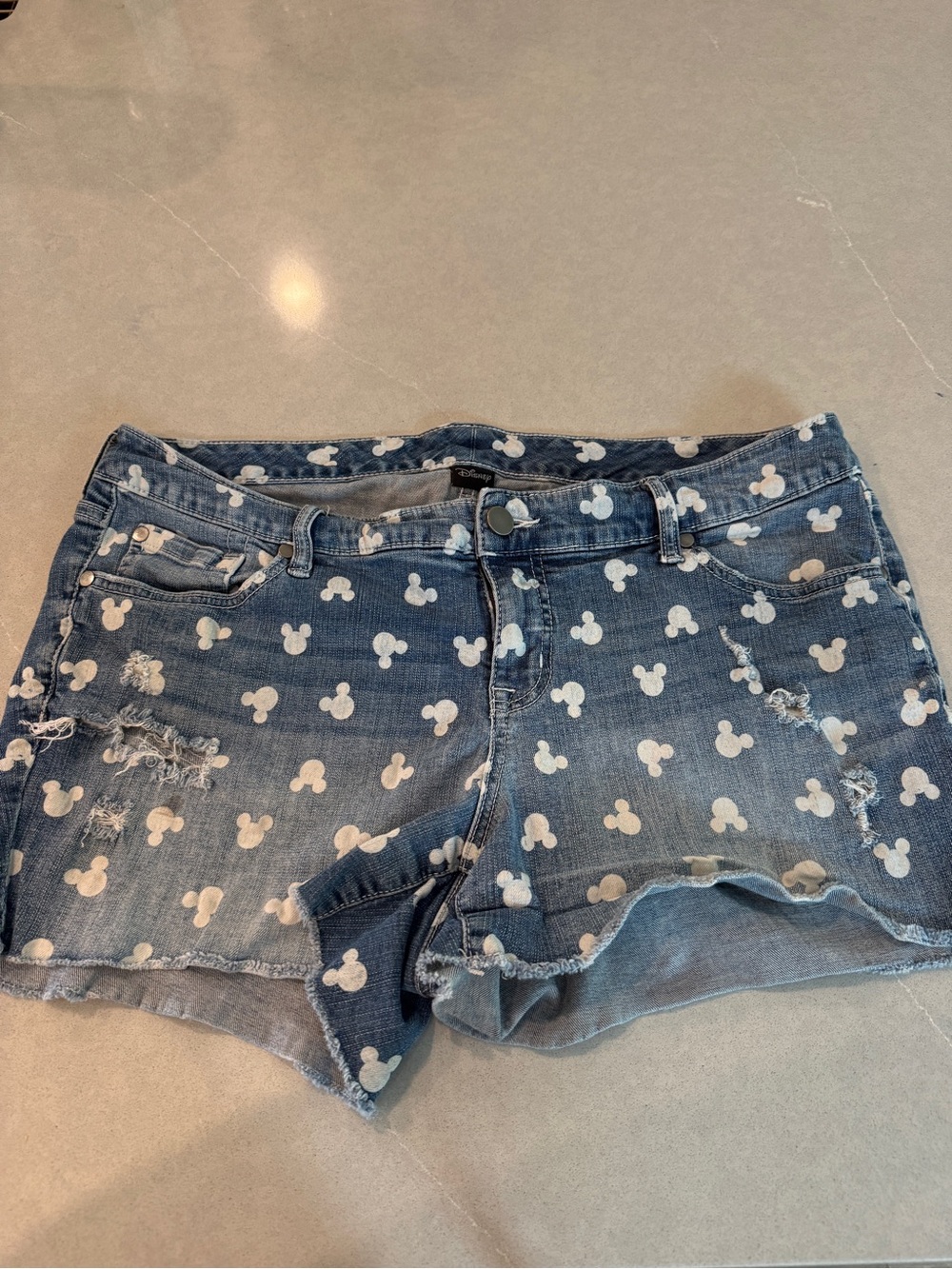 Disney Officially Licensed Mickey Mouse Distressed Denim Cutoff Shorts
